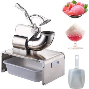 661LBS/H Commercial Ice Crushers Machine, 350W Electric Snow Cone Machine with 4 Blades, Stainless Steel Shaved Ice Machine with 3.4L Ice Storage Box for Restaurants, Bars, Home