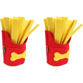 balacoo 2pcs Dog Snuffle Toy Pet Slow Feeder French Fries Shaped Training Squeaky Toy Dogs Interactive Puzzle Toy Relief Boredom