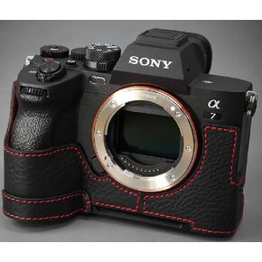 LIM'S Genuine Leather Camera Half Case & Dovetail Plate for Sony A7IV A7M IV A7M4 A7 Mark IV A7RV A7R5 Case Cover Black