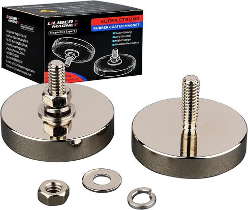 ULIBERMAGNET 4Pack Pot Magnets، مغناطيس دائري قوي من النيوديميوم مع خيط ذكر M8، تركيب مغناطيسي قوي قابل للإزالة للإضاءة والأدوات والمعدات مع الترباس in Kuwait