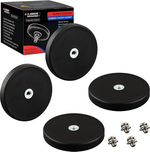 ULIBERMAGNET 4Pack Pot Magnets، مغناطيس دائري قوي من النيوديميوم مع خيط ذكر M8، تركيب مغناطيسي قوي قابل للإزالة للإضاءة والأدوات والمعدات مع الترباس in Kuwait