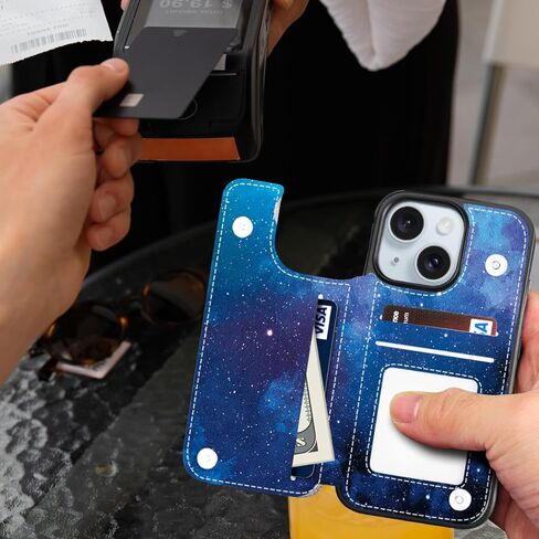 حافظة محفظة لهاتف iPhone 15 مع حامل بطاقة، فتحات بطاقات رفيعة وخفيفة الوزن من جلد البولي يوريثان مقاومة للصدمات، غطاء حماية متين لهاتف Apple iPhone 15 (وردي، لهاتف iPhone 15) in Kuwait