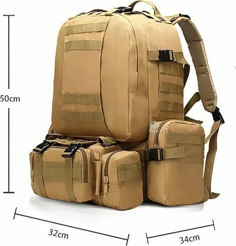 Stealth Angel Survival - حقيبة ظهر نهارية سعة 50 لترًا مع 3 حقائب MOLLE بتصميم عسكري كبير للاستخدام الخارجي 3M50 (أسود) in Saudi Arabia