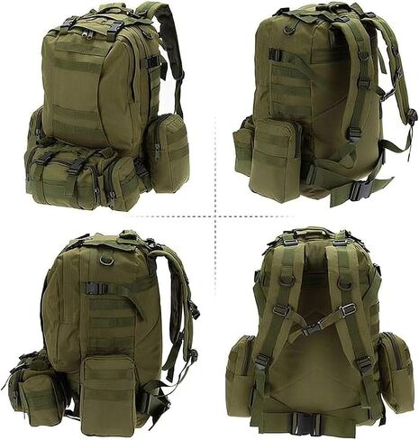 Stealth Angel Survival - حقيبة ظهر نهارية سعة 50 لترًا مع 3 حقائب MOLLE بتصميم عسكري كبير للاستخدام الخارجي 3M50 (أسود) in Saudi Arabia