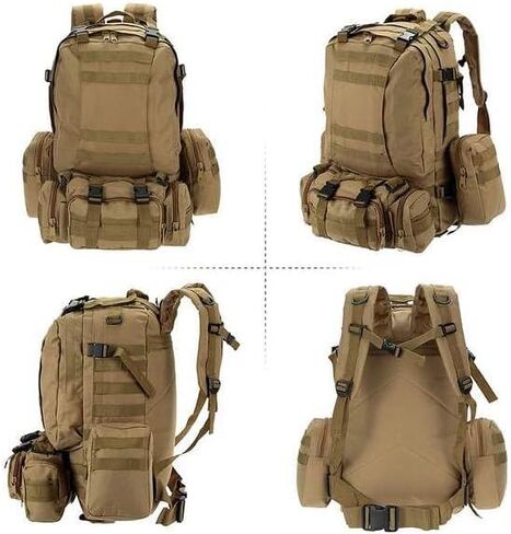 Stealth Angel Survival - حقيبة ظهر نهارية سعة 50 لترًا مع 3 حقائب MOLLE بتصميم عسكري كبير للاستخدام الخارجي 3M50 (أسود) in Saudi Arabia