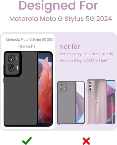 for Motorola G Stylus 5G 2024 Case with 2X Tempered Glass Screen Protectors, Girls Women Florals Liquid Silicone Phone Case, Shockproof Anti-Scratch Soft Protection Case (Purple, CH) in Saudi Arabia