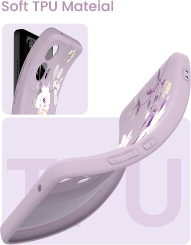 for Motorola G Stylus 5G 2024 Case with 2X Tempered Glass Screen Protectors, Girls Women Florals Liquid Silicone Phone Case, Shockproof Anti-Scratch Soft Protection Case (Purple, CH) in Saudi Arabia