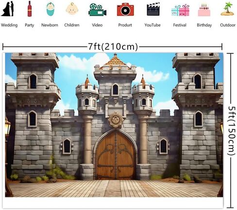 Ticuenicoa 7 × 5ft ديكورات حفلات العصور الوسطى، قلعة العصور الوسطى، خلفية الفارس، ديكورات القلعة، خلفية حائط، حفظة المملكة، ديكورات VBS لمستلزمات الحفلات ذات الطابع القرون الوسطى in Kuwait