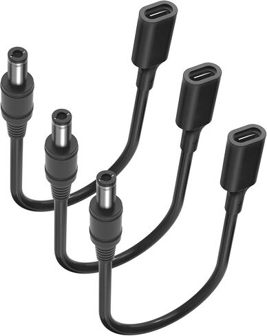 كابل محول PD 15 وات USB C إلى DC 5.5 مم × 2.5 مم، (3 عبوات 1 قدم) كابل محول شاحن طاقة من النوع C أنثى إلى DC لجهاز توجيه كاميرا الويب، والكاميرا، ومروحة صغيرة، وDVR، والماسح الضوئي in Saudi Arabia