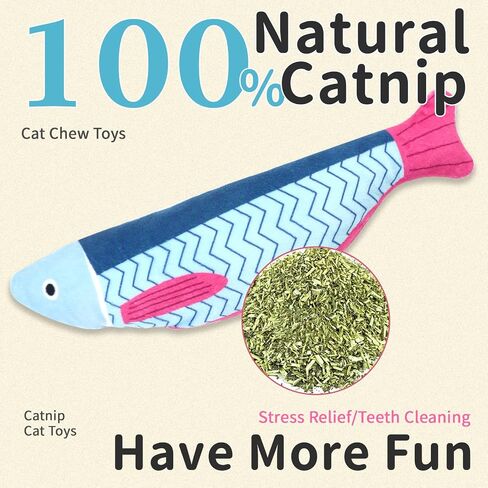 Catnip Cat Toys Fish, Interactive Kitten Exercise Kicker Toys for Snuggling Chewing Play, Safe and Durable for Cats of All Ages and Breeds in Saudi Arabia