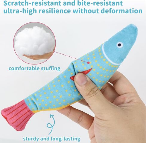 Catnip Cat Toys Fish, Interactive Kitten Exercise Kicker Toys for Snuggling Chewing Play, Safe and Durable for Cats of All Ages and Breeds in Saudi Arabia