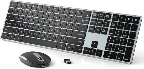 Wireless Keyboard and Mouse Combo - Ultra Slim- 2.4GHz Wireless Connection-Adjustable 1600 DPI Compact Full Size Keyboard and Mouse Set for PC, Laptop (Blue-Black) in Saudi Arabia