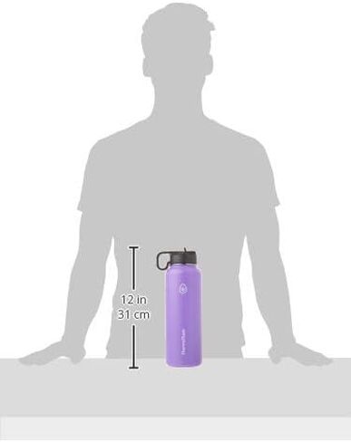 ThermoFlask 18 oz Double Wall Vacuum Insulated Stainless Steel Water Bottle with Spout and Straw Lids, White in Saudi Arabia