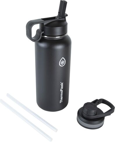 ThermoFlask 18 oz Double Wall Vacuum Insulated Stainless Steel Water Bottle with Spout and Straw Lids, White in Saudi Arabia