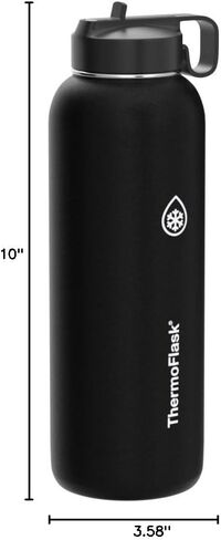 ThermoFlask 18 oz Double Wall Vacuum Insulated Stainless Steel Water Bottle with Spout and Straw Lids, White in Saudi Arabia