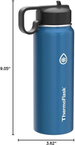 ThermoFlask 18 oz Double Wall Vacuum Insulated Stainless Steel Water Bottle with Spout and Straw Lids, White in Saudi Arabia
