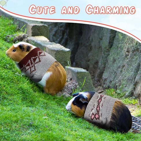Mixweer 4 قطع ملابس النمس سترة الهامستر ملابس خنزير غينيا زي الأرنب سترة محبوكة للشتاء الدافئ عيد الميلاد سترة الملابس مجموعة إكسسوارات النمس زي الحيوانات الصغيرة (نمط المعين) in Kuwait