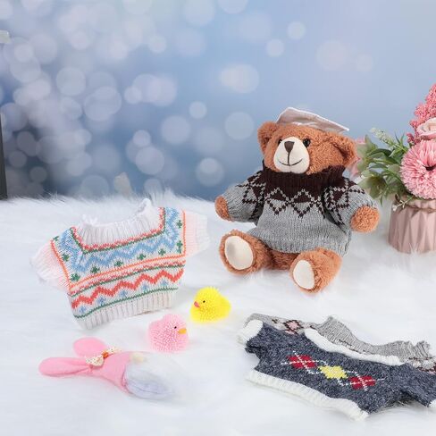 Mixweer 4 قطع ملابس النمس سترة الهامستر ملابس خنزير غينيا زي الأرنب سترة محبوكة للشتاء الدافئ عيد الميلاد سترة الملابس مجموعة إكسسوارات النمس زي الحيوانات الصغيرة (نمط المعين) in Kuwait