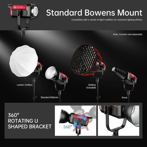 GVM Photography Lighting 300W Bi-Color Studio Lights with 45°Standard Reflector 65700Lux@1m CCT 2700~6800K 12Lighting Scenes App Control LED Video Light in Kuwait