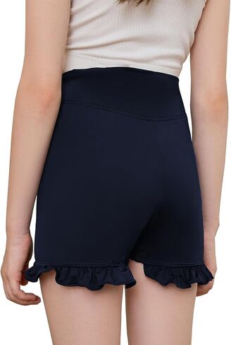 شورت رياضي للفتيات شورت عالي الخصر مكشكش للرقص وتمارين اليوجا والجري in Kuwait