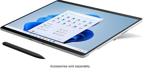 Surface Pro X 13-inch Touchscreen 128GB SSD - Microsoft SQ1-8GB RAM (Wi-Fi + Cellular 4G LTE, Windows 11 Home, Platinum) E4K-00001 Newest Version 2021 (Renewed) in Saudi Arabia