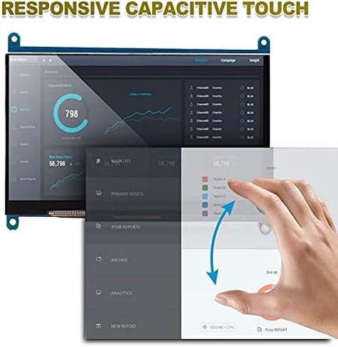 شاشة لمس عالية الدقة 7 بوصة من Pavv، شاشة عرض سعوية HDMI 1024x600 لجيل التوت 1 2 3، شاشة الكمبيوتر تدعم نظام التشغيل Windows 7 8 10 in Kuwait