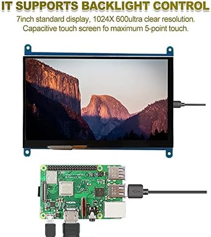 شاشة لمس عالية الدقة 7 بوصة من Pavv، شاشة عرض سعوية HDMI 1024x600 لجيل التوت 1 2 3، شاشة الكمبيوتر تدعم نظام التشغيل Windows 7 8 10 in Kuwait