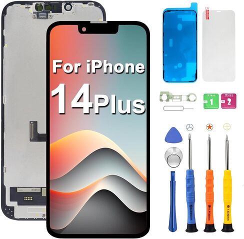 مجموعة استبدال شاشة iPhone 14 بوصة شاشة LCD كاملة الوضوح تدعم محول رقمي ثلاثي الأبعاد معرف الوجه باللمس مع أدوات إصلاح كاملة واقي شاشة لاصق إطار مقاوم للماء لـ A2649 A2881 A2882 A2884 A2883 in Saudi Arabia