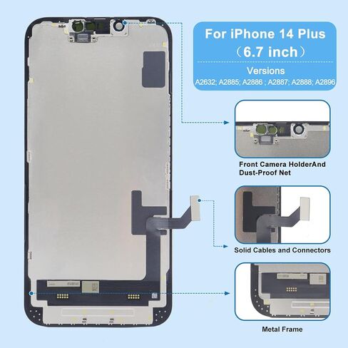مجموعة استبدال شاشة iPhone 14 بوصة شاشة LCD كاملة الوضوح تدعم محول رقمي ثلاثي الأبعاد معرف الوجه باللمس مع أدوات إصلاح كاملة واقي شاشة لاصق إطار مقاوم للماء لـ A2649 A2881 A2882 A2884 A2883 in Saudi Arabia