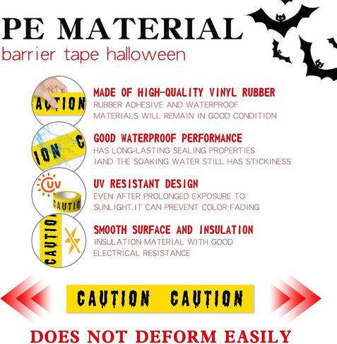 ONFAON Halloween Decorations, 3inx90ft Caution Tape Halloween Party Decorations Indoor for Haunted Houses, Party, Door, Danger Areas Decor(3 Pcs) in Kuwait
