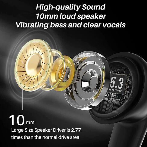 Bluetooth Headphones True Wireless Earbuds 60H Playback LED Power Display Earphones with Wireless Charging Case IPX7 Waterproof in-Ear Earbuds with Mic for TV Smart Phone Computer Laptop Sports in Saudi Arabia
