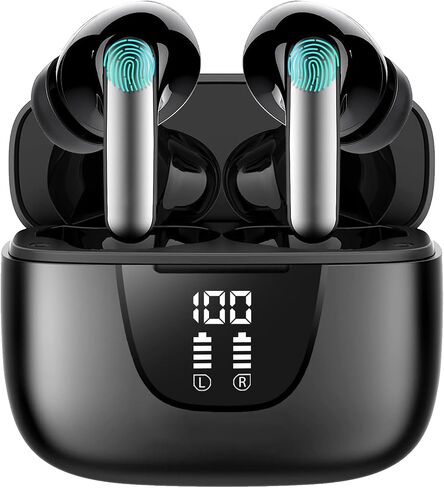 Bluetooth Headphones True Wireless Earbuds 60H Playback LED Power Display Earphones with Wireless Charging Case IPX7 Waterproof in-Ear Earbuds with Mic for TV Smart Phone Computer Laptop Sports in Saudi Arabia