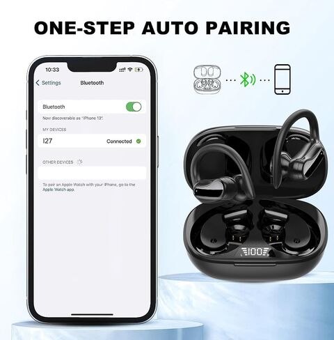Bluetooth Headphones True Wireless Earbuds 60H Playback LED Power Display Earphones with Wireless Charging Case IPX7 Waterproof in-Ear Earbuds with Mic for TV Smart Phone Computer Laptop Sports in Saudi Arabia