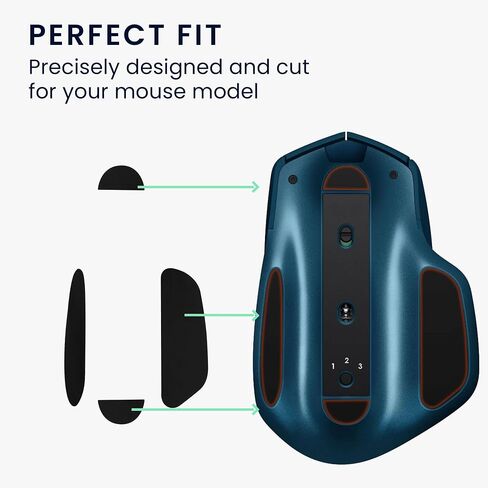 kwmobile Mouse Feet Replacement Compatible with Logitech MX Master 2S Computer Mouse Skates Sticker - Black in Saudi Arabia