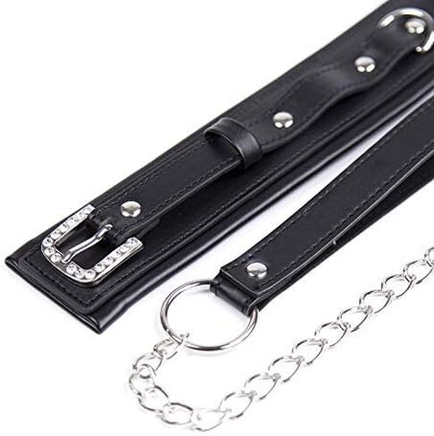 Collar For Women Collar And Leash Set Women An Collar And Leash Leather Choker Collars Detachable Leash Chain Durable Leather Collar With Alloy Buckle Black in Saudi Arabia