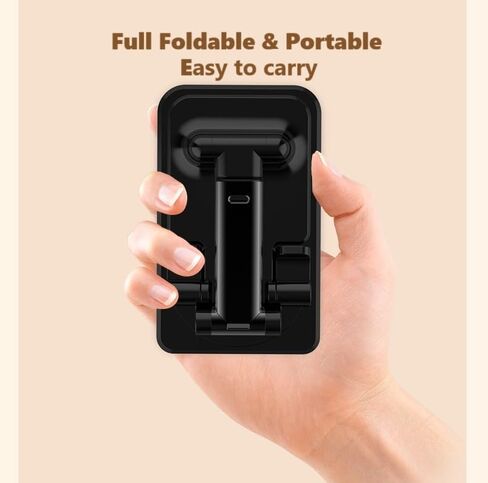 Foldable/Adjustable Stand [1PACK]【360°Rotation】 Height Adjustable Cell Phone Holder Thick Case Friendly Portable Compatible with iPhone, & Android Phone 4.7-12", DC-1 (Black, 1Pack) in Kuwait