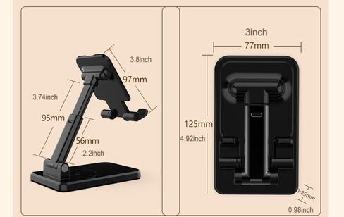 Foldable/Adjustable Stand [1PACK]【360°Rotation】 Height Adjustable Cell Phone Holder Thick Case Friendly Portable Compatible with iPhone, & Android Phone 4.7-12", DC-1 (Black, 1Pack) in Kuwait