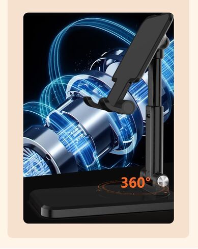 Foldable/Adjustable Stand [1PACK]【360°Rotation】 Height Adjustable Cell Phone Holder Thick Case Friendly Portable Compatible with iPhone, & Android Phone 4.7-12", DC-1 (Black, 1Pack) in Kuwait