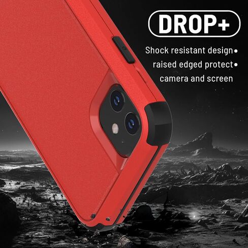 X-belmox iPhone 11 Case, Heavy Duty Case with Built-in Screen Protector, Wireless Charging Compatible Shockproof Drop Proof and Rugged Case - Red/Black in Kuwait