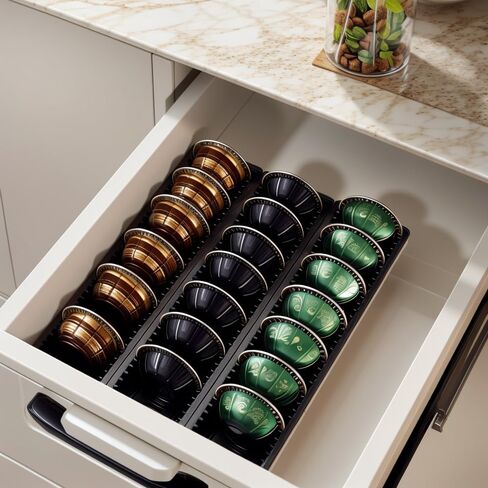 Coffee Pod Drawer Organizer for Vertuo Capsule,Coffee Capsule Storage Tray,Magnetic Connect Black-3Pack in Saudi Arabia