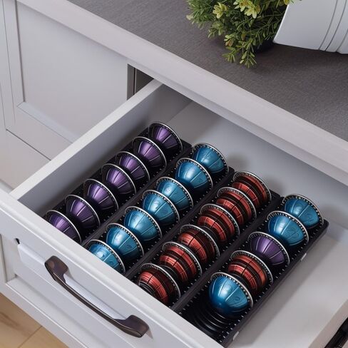 Coffee Pod Drawer Organizer for Vertuo Capsule,Coffee Capsule Storage Tray,Magnetic Connect Black-3Pack in Saudi Arabia