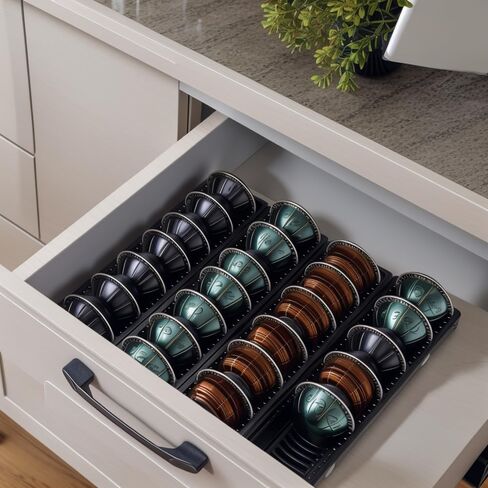 Coffee Pod Drawer Organizer for Vertuo Capsule,Coffee Capsule Storage Tray,Magnetic Connect Black-3Pack in Saudi Arabia
