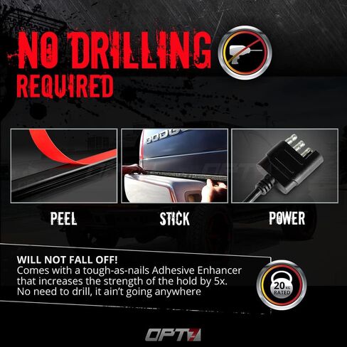OPT7 60 بوصة Redline شريط إضاءة LED ثلاثي الصف مع إشارة انعطاف كهرماني متتابعة - شريط إضاءة بإطار من الألومنيوم الصلب المقاوم للطقس للشاحنات - بدون تركيب مثقاب - تشغيل فرامل عكسي كامل الوظائف in Kuwait