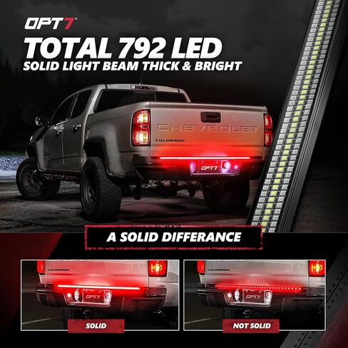 OPT7 60 بوصة Redline شريط إضاءة LED ثلاثي الصف مع إشارة انعطاف كهرماني متتابعة - شريط إضاءة بإطار من الألومنيوم الصلب المقاوم للطقس للشاحنات - بدون تركيب مثقاب - تشغيل فرامل عكسي كامل الوظائف in Kuwait