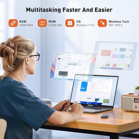 كمبيوتر محمول ACEMAGIC، كمبيوتر محمول تقليدي (يصل إلى 3.4 جيجا هرتز)، 16 جيجا DDR4 512 جيجا SSD، 15.6 بوصة 1080P FHD كمبيوتر محمول، Windows 11 كمبيوتر محمول مع غلاف معدني، واي فاي، BT5.0، مكبر صوت in Kuwait
