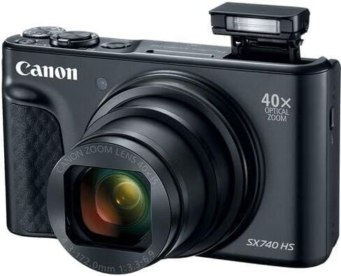 PowerShot SX740 Digital Camera w/40x Optical Zoom, Wi-Fi, NFC, Bluetooth Enabled w/Sunshine Basic Accessories Bundle (Black) (Renewed) in Saudi Arabia