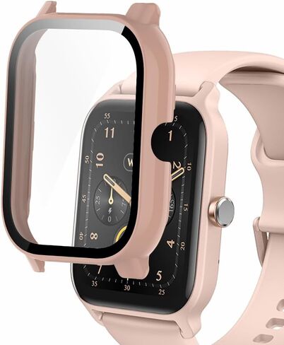 حافظات الساعة المتوافقة مع IDW13 1.8 بوصة من Woneligo وFaweio وAmzhero وTOOBUR وVRPEFIT وKonitee وGydom Veryfit Smart Watch، حافظة صلبة من البولي كربونات مع واقي شاشة من الزجاج المقوى باللون الوردي in Saudi Arabia
