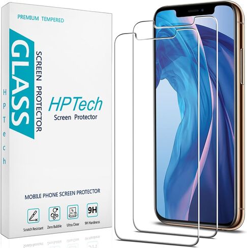 HPTech 2-Pack Tempered Glass for Apple iPhone 11, iPhone XR [6.1-inch] Screen Protector, Easy to Install, Bubble Free, 9H Hardness in Kuwait