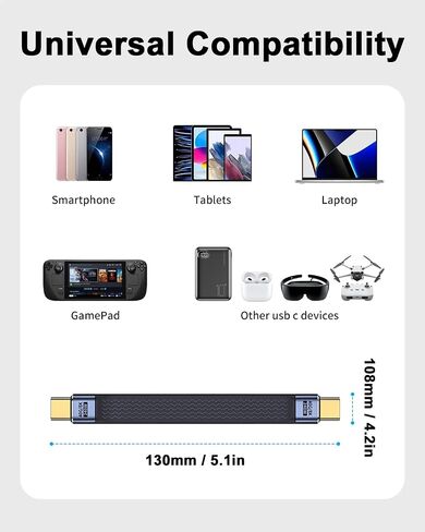 Duttek USB C to USB C Cable Short for Thunderbolt 4, Short USB C Cable 240W Fast Charging, 40Gbps USB C Male to Male Cable Support 8K@60Hz for MacBook Pro, External SSD and More Type-C Devices 5Inch in Saudi Arabia