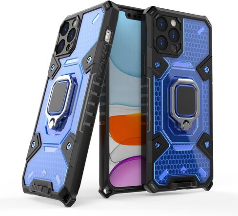 Asuwish Phone Case for iPhone 12 Pro 6.1 with Tempered Glass Screen Protector Cover and Ring Holder Stand Rugged Slim Cell Accessories iPhone12pro 5G i 12s iPhone12 12pro Women Men ClearBlue in Saudi Arabia